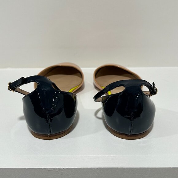 Jcrew Cece Patent Flats Ankle Strap Navy Nude Size 8 - Picture 5 of 10